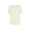 Raffya Juneeta Crop Sleeve Button Down Shirt