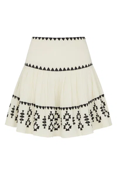 Raffya Women's Neutrals / White Estella Embroidered Mini Skirt