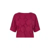 Raffya Women's Opal Broderie Anglaise Split Open Back Blouse In Pink In Pink