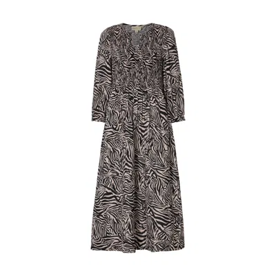 Raffya Women's Paulina Shirred Bodice Zebra Print Maxi Dress In Black