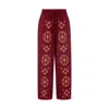 Raffya Women's Penny Wide Leg Embroidered Trouser In Aubergine In Brown