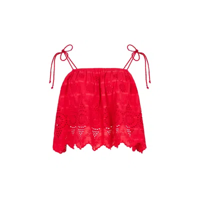 Raffya Women's Rufa Spaghetti Strap Embroidered Cami In Red