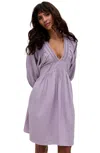 Raffya Soipoi Ruched V-neck Mini Dress In Purple