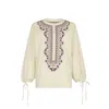 Raffya Women's White Anai Half Placket Embroidered Blouse In Cream In White