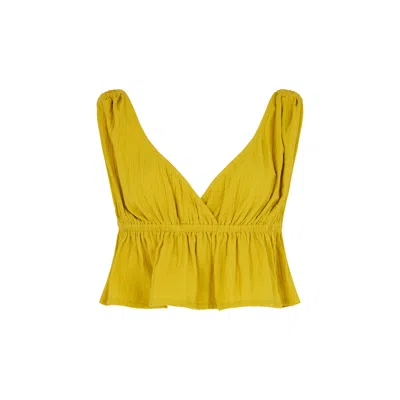 Raffya Women's Yellow / Orange Katty Deep-v Neck Blouse In Yellow In Yellow/orange