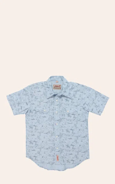 Rafter C Boy's Blue Southwestern Print Western Shirt