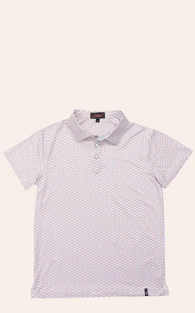 Rafter C Boy's White & Orange Geo Print Polo Shirt
