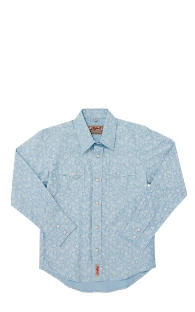 Rafter C Boys' Blue & White Paisley Print Long Sleeve Shirt