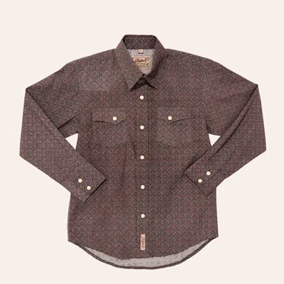 Rafter C Boys' Chocolate Medallion Print Long Sleeve Pearl Snap Western Shirt In Brown