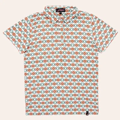 Rafter C Boys' Orange & Teal Aztec Print Polo Shirt In Multi