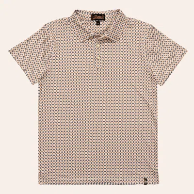 Rafter C Boys' Tan Diamond Print Pearl Snap Polo Shirt In Multi