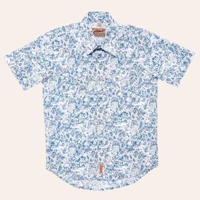 Rafter C Boys' White & Blue Paisley Print Pearl Snap Western Shirt
