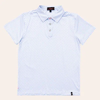 Rafter C Boys' White Geo Print Pearl Snap Polo Shirt