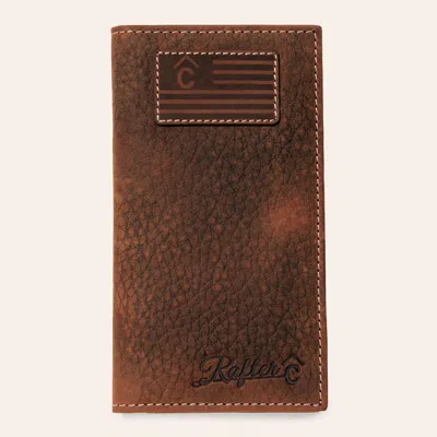 Rafter C Brown Flag Patch Distressed Leather Rodeo Wallet