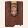 Rafter C Brown Tooled Leather Utility Wallet In Brown