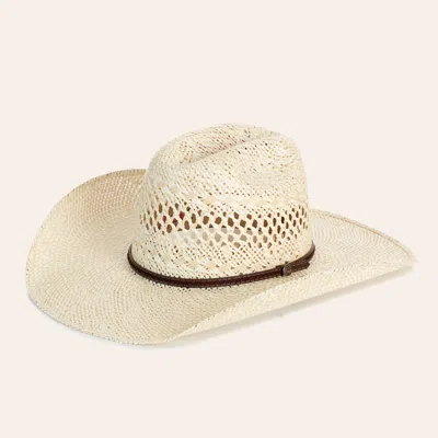 Rafter C Fancy Cowtown Natural Twisted Weave Vented Straw Cowboy Hat In Metallic