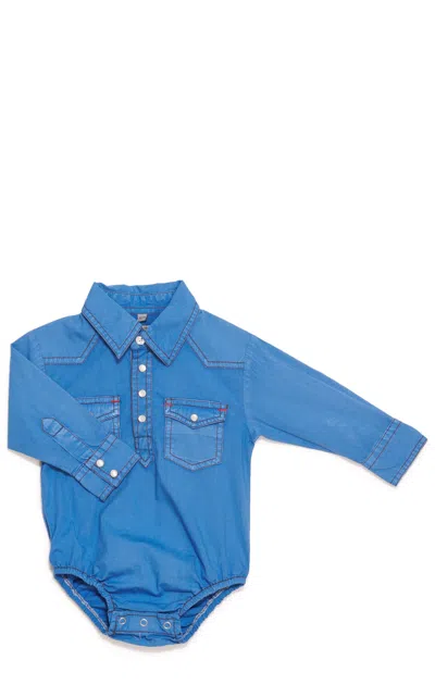 Rafter C Babies' Infant Boys' Proflex45 Washed Blue Long Sleeve Stretch Western Onesie