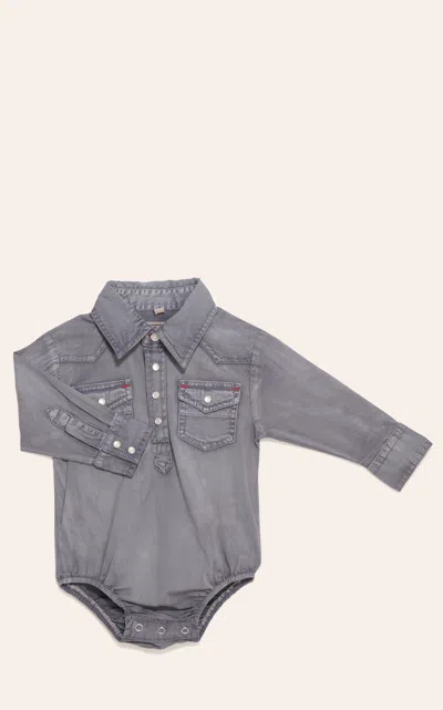 Rafter C Babies' Infant Boys' Proflex45 Washed Gray Long Sleeve Stretch Western Onesie