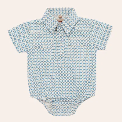 Rafter C Babies' Infant Boys' White & Blue Aztec Print Pearl Snap Western Onesie In Multi
