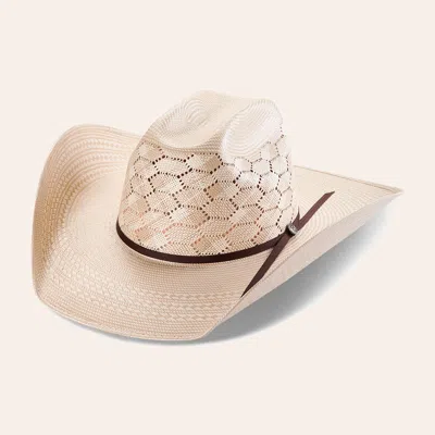 Rafter C Ivory And Tan Shantung Honeycomb Vented Cattleman Straw Cowboy Hat In Neutral