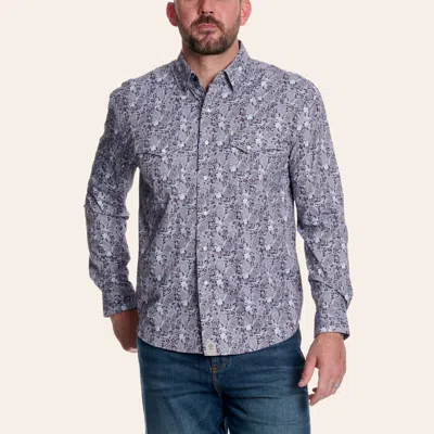 Rafter C Men's Black Paisley Print Long Sleeve Pearl Snap Fishing Shirt