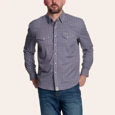 Rafter C Men's Black Stripe Print Long Sleeve Pearl Snap Fishing Shirt