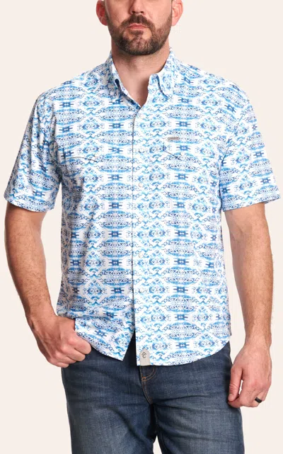 Rafter C Men's Blue & White Aztec Print Western Shirt