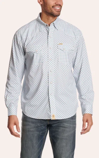 Rafter C Men's Blue & White Micro Geo Print Western Shirt