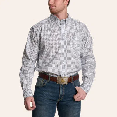 Rafter C Men's Blue Geo Print Long Sleeve Shirt