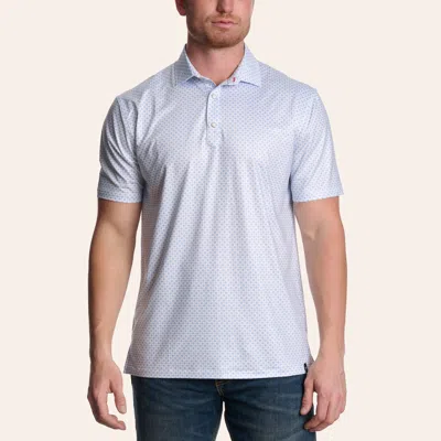 Rafter C Men's Blue Geo Print Pearl Snap Polo Shirt