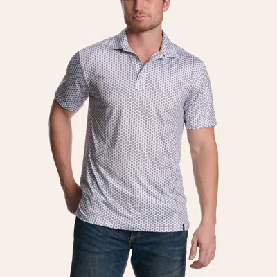 Rafter C Men's Blue Geo Print Pearl Snap Polo Shirt