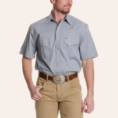 Rafter C Men's Blue Geo Print Pearl Snap Western Shirt In Multi