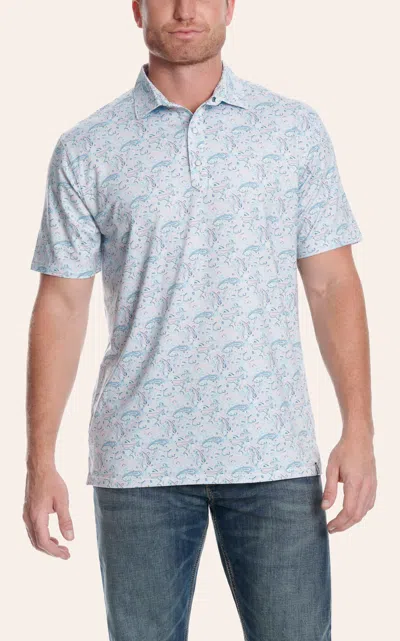 Rafter C Men's Blue Paisley Print Polo Shirt