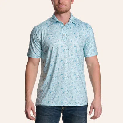 Rafter C Men's Blue Paisley Print Polo Shirt