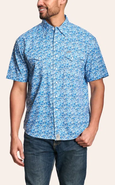 Rafter C Men's Bright Blue Paisley Western Shirt