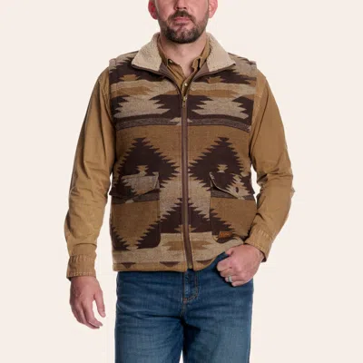 Rafter C Men's Brown Aztec Print Wool Vest