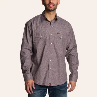 Rafter C Men's Brown Paisley Print Long Sleeve Pearl Snap Western Shirt