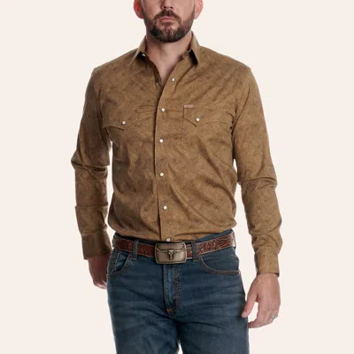 Rafter C Men's Brown Paisley Print Stretch Western Shirt