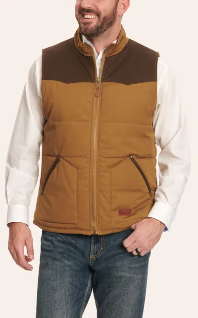 Rafter C Men's Camel And Chocolate Puff Canvas Vest In Brown