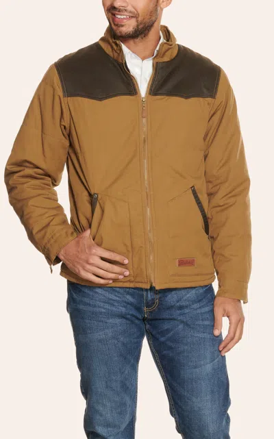 Rafter C Men's Camel Canvas And Chocolate Brown Faux Oilskin Western Jacket