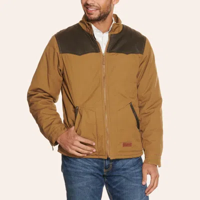 Rafter C Men's Camel Canvas And Chocolate Brown Faux Oilskin Western Jacket