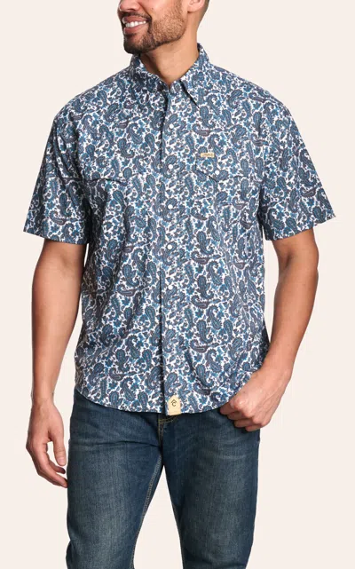 Rafter C Men's Charcoal & Blue Paisley Stretch Western Shirt