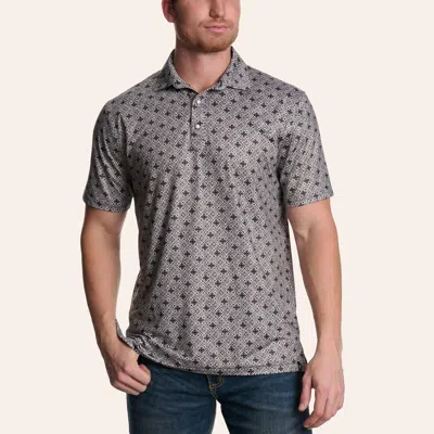 Rafter C Men's Charcoal Geo Print Polo Shirt In Gray