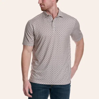Rafter C Men's Cream Aztec Print Pearl Snap Polo Shirt
