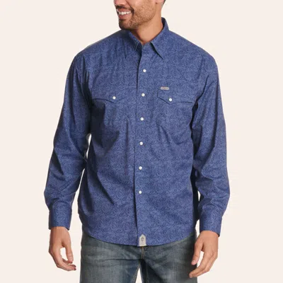 Rafter C Men's Dark Blue Paisley Print Western Shirt