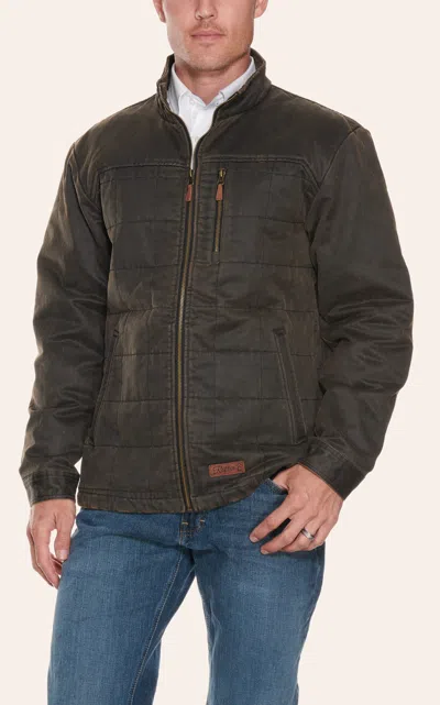 Rafter C Men's Dark Brown Quilted Faux Oilskin Jacket
