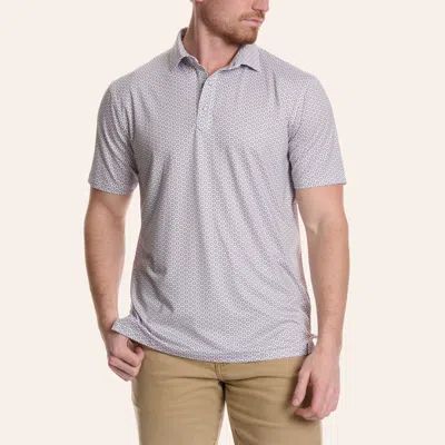 Rafter C Men's Gray & White Wallpaper Geo Print Pearl Snap Polo Shirt