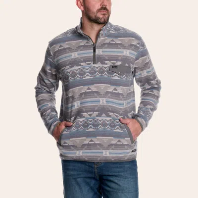 Rafter C Men's Gray Aztec Print Quarter Zip Sweater