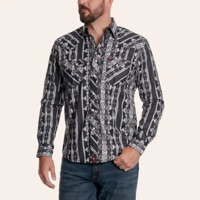 Rafter C Men's Gray Aztec Print Western Shirt
