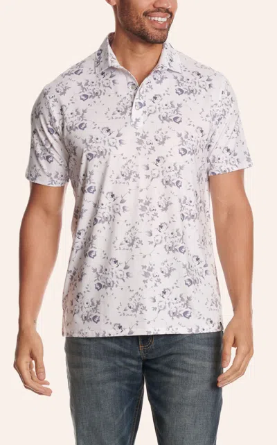Rafter C Men's Gray Floral Performance Polo Shirt
